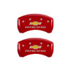 MGP 14231SBRCYL | 4 Caliper Covers Engraved Front & Rear Chevy racing Yellow finish black ch; 2014-2015 Alternate Image 1