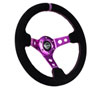 NRG rst-006s-pp | Reinforced Steering Wheel (350mm / 3in. Deep) Black Suede w/Purple Center & Purple Stitching Alternate Image 2