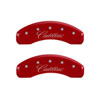 MGP 35015SCADRD | 4 Caliper Covers Engraved Front & Rear Cursive/Cadillac Red finish silver ch; 2007-2020 Alternate Image 2