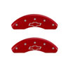 MGP 14218SBOWRD | 4 Caliper Covers Engraved Front & Rear Bowtie Red finish silver ch; 2015-2017 Alternate Image 1