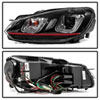 SPYDER 5082046 | Spyder Volkswagen Golf / GTI Version 3 Projector Headlights - Halogen Model Only - Dual U DRL - Black - (PRO-YD-VG10V3R-DRL-BK); 2010-2013 Alternate Image 8