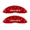 MGP 10222SSHORD | 4 Caliper Covers Engraved Front & Rear SHO Red finish silver ch; 2013-2018 Alternate Image 1