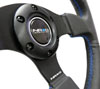 NRG rst-012r-bl | Reinforced Steering Wheel (320mm) Black Leather w/Blue Stitching Alternate Image 3