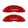 MGP 34006SHYBRD | 4 Caliper Covers Engraved Front & Rear GM Style/Hybrid Red finish silver ch Alternate Image 1