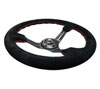 NRG rst-018s-rs | Reinforced Steering Wheel (350mm / 3in. Deep) Blk Suede w/Red Stitching & 5mm Spokes w/Slits Alternate Image 3