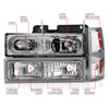 ANZO 111508 | 88-98 Chevrolet C1500 Crystal Headlights Chrome Housing w/ Signal and Side Marker Lights; 1988-1998 Alternate Image 3