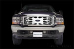 Putco 89105 | 99-04 Ford SuperDuty w/ Logo CutOut (incl Side Vents) Flaming Inferno Stainless Steel Grille; 2004-2004 Alternate Image 1