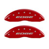 MGP 10241SEDERD | 4 Caliper Covers Engraved Front & Rear EDGE/2015 Red finish silver ch; 2015-2018 Alternate Image 1