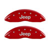 MGP 42011FJEPRD | Front set 2 Caliper Covers Engraved Front JEEP Red finish silver ch; 2011-2019 Alternate Image 1