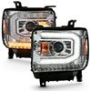 ANZO 111486 | 2016-2019 Gmc Sierra 1500 Projector Headlight Plank Style Chrome w/ Sequential Amber Signal; 2016-2019 Alternate Image 3