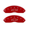 MGP 14003FBOWRD | Front set 2 Caliper Covers Engraved Front Bowtie Red finish silver ch; 1997-1998 Alternate Image 1