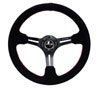 NRG rst-018s-rs | Reinforced Steering Wheel (350mm / 3in. Deep) Blk Suede w/Red Stitching & 5mm Spokes w/Slits Alternate Image 1