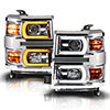 ANZO 111618 | Anzo 14-15 Chevy Silverado 1500 Chrome Dual Switchback+Sequential LED Tube Sq. Projector Headlights; 2014-2015 Alternate Image 1