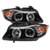 SPYDER 5009005 | Spyder BMW E90 3-Series 4Dr Halo Amber Eyebrow ( Replaceable Eyebrow Bulbs ) Projector Headlights - Black - (PRO-YD-BMWE9005-AM-BK); 2006-2008 Alternate Image 1