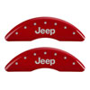 MGP 42012SJPLRD | 4 Caliper Covers Engraved Front JEEP Engraved Rear JEEP Grill logo Red finish silver ch; 2016-2022 Alternate Image 1