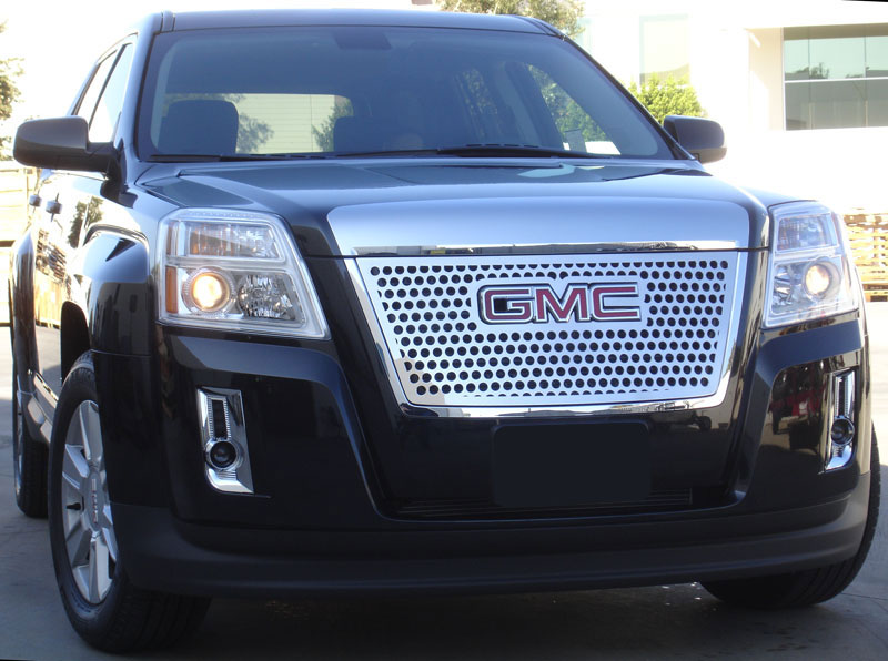 T-Rex 54154 | GMC Terrain - Denali Style Stainless Steel Grille with Round Holes - Overlay w/ Logo Opening; 2010-2012