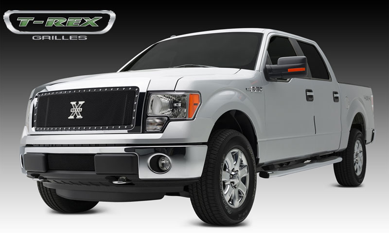 T-Rex 6715721 | Ford F-150 - X-METAL Series - Formed Mesh Grille, Main, Insert, 1 Pc, All Black Steel, Requires Center Bars Cutting on OEM shell; 2013-2013