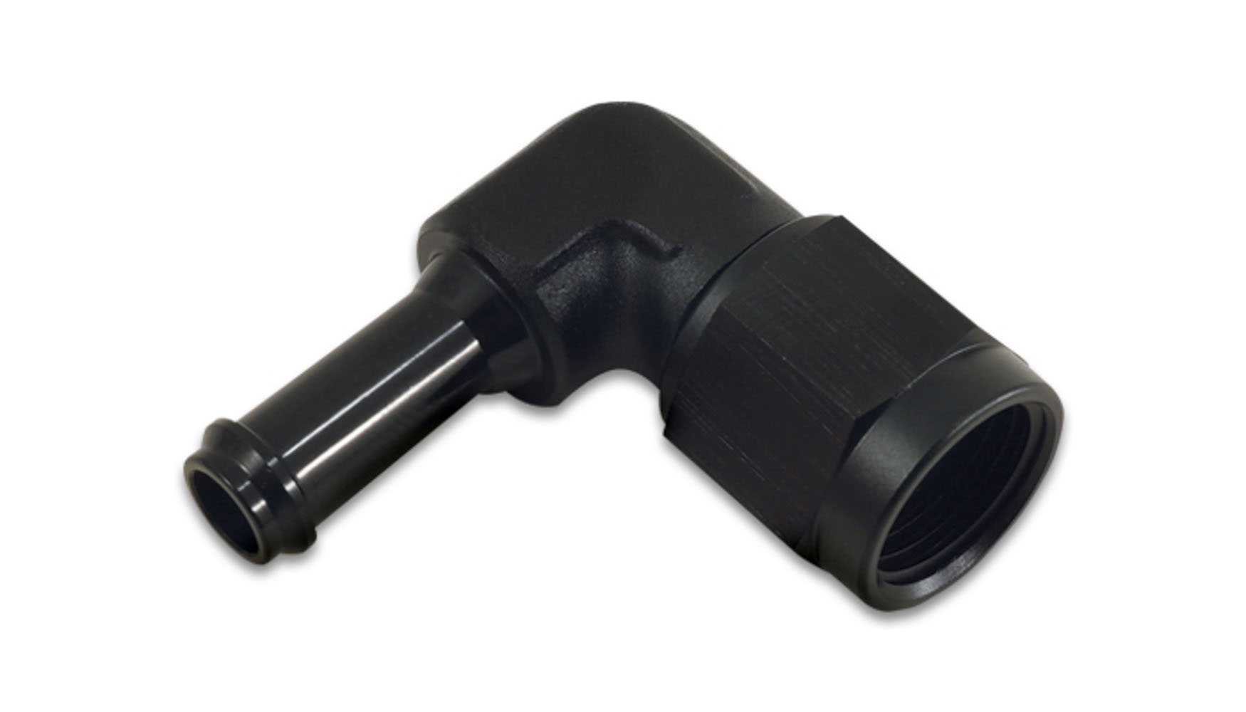 Vibrant 12027 | -8AN to 3/8in Hose Barb 90 Degree Adapter - Anodized Black