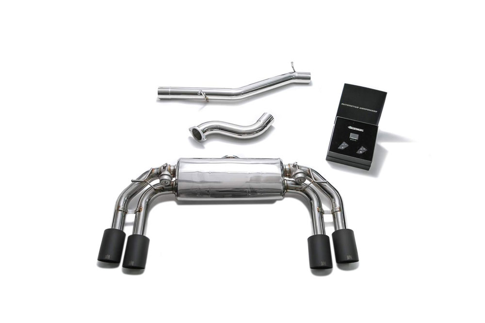 Armytrix VW7R2-QS38M | ARMYTRIX Stainless Steel Valvetronic Catback Exhaust System Volkswagen Golf with Quad Matte Black Tips; 2016-2019