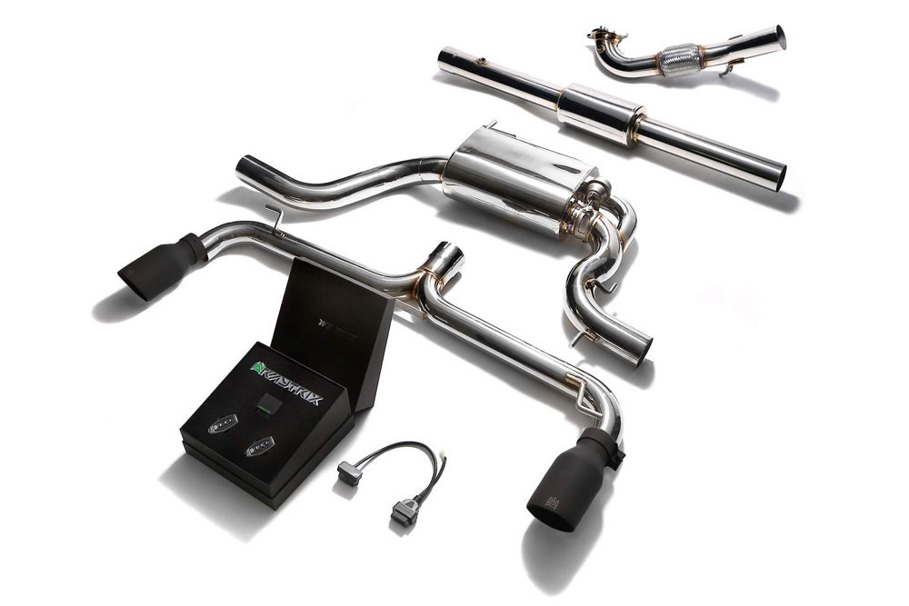 Armytrix VWG6T-DD_VWG6T-DS22M | ARMYTRIX Stainless Steel Valvetronic Catback Exhaust System Volkswagen Scirocco with Dual Black Tips; 2008-2019