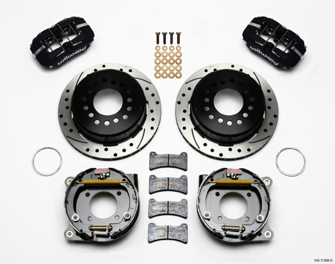 Wilwood 140-11398-d | Dynapro Low-Profile 11.00in P-Brake Kit Drilled Chevy 12 Bolt 2.75in Off w/ C-Clips