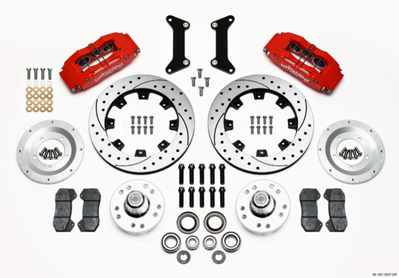 Wilwood 140-12837-dr | Dynapro 6 Front Hub Kit 12.19in Drilled Red 79-87 GM G Body; 1979-1987