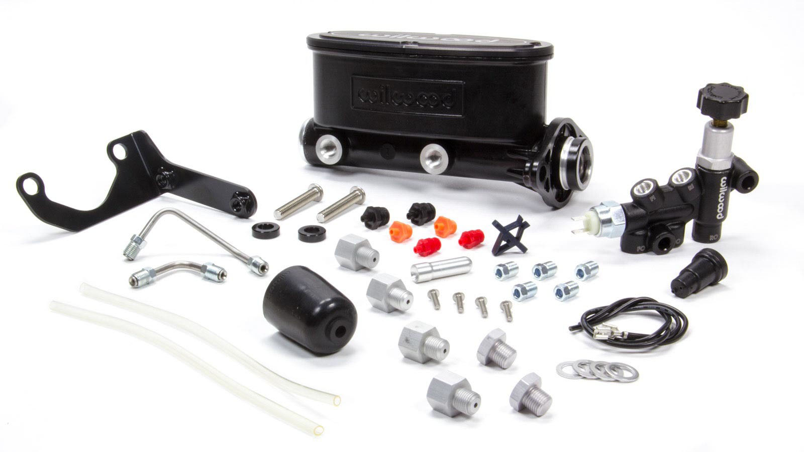 Wilwood 261-13269-bk | HV Tandem M/C Kit w L/H Bracket & Prop Valve - 1in Bore Black