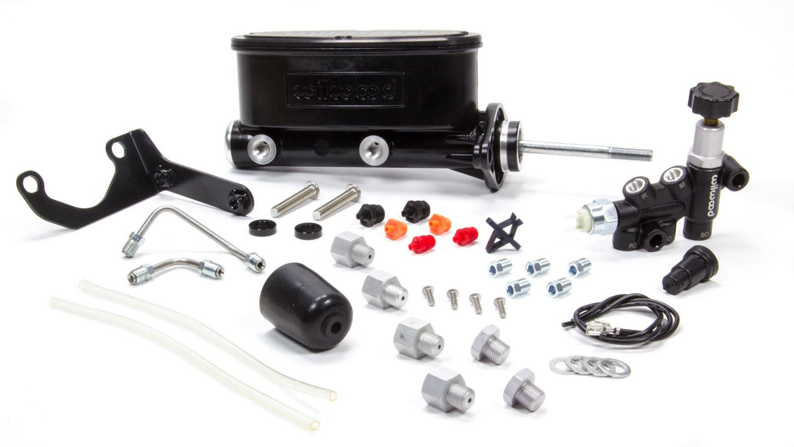 Wilwood 261-13271-bk | HV Tandem M/C Kit w L/H Bracket & Prop Valve - 7/8in Bore Black-W/Pushrod