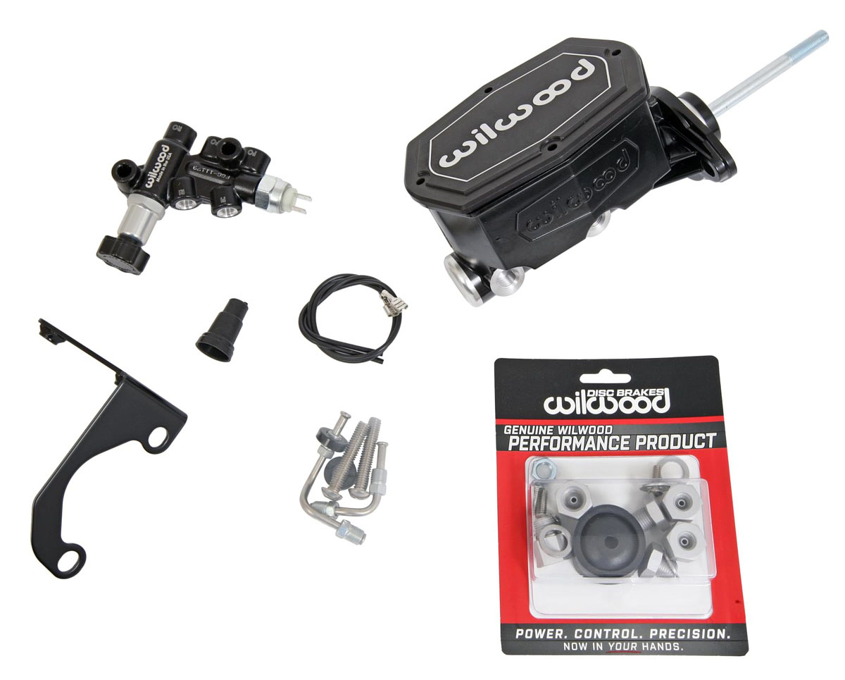 Wilwood 261-14962-bk | Compact Tandem M/C - 15/16in Bore - w/Bracket and Valve (Pushrod) - Black