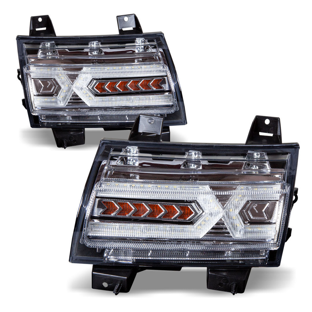 Winjet ctsrng0646a-sqts | 2018-2019 Jeep Wrangler Jl / Gladiator (All Trims) Sequential Turn Signal - (Chrome / Clear); 2019-2023