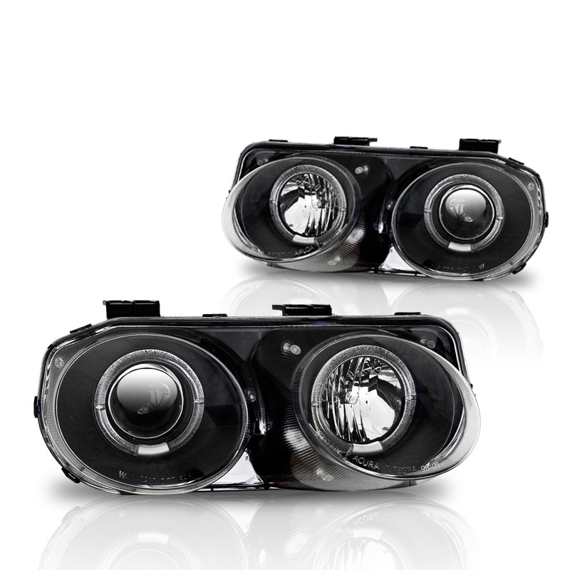 Winjet chwj-0217-b | 1998-2001 Acura Integra Halo Projector Head Light - Black/Clear; 1998-2001