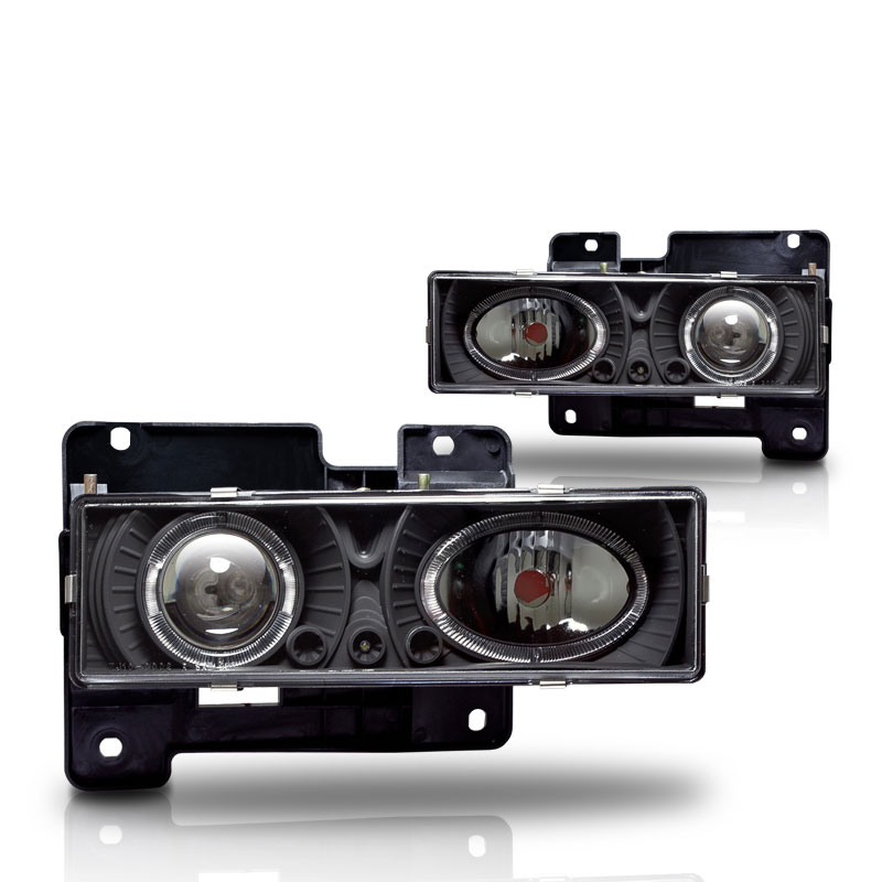 Winjet chwj-0002-b | 1994-1999 Gmc Suburban Halo Projector Head Light - Black /Clear; 1994-1999