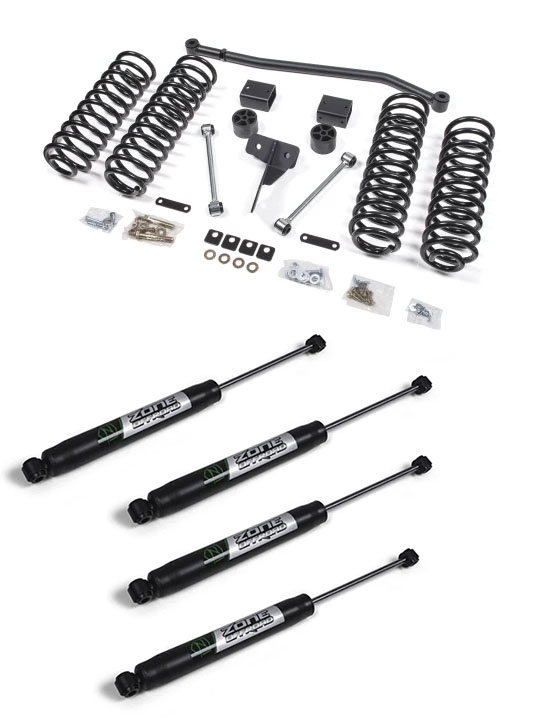 Zone Offroad zonj15n | 07-15 Jeep JK 4dr 4in Suspension Kit - Nitro Shocks; 2007-2015